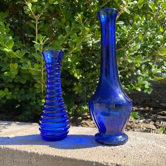 Vintage blue glass vases
